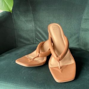 Tan flip-flop mule